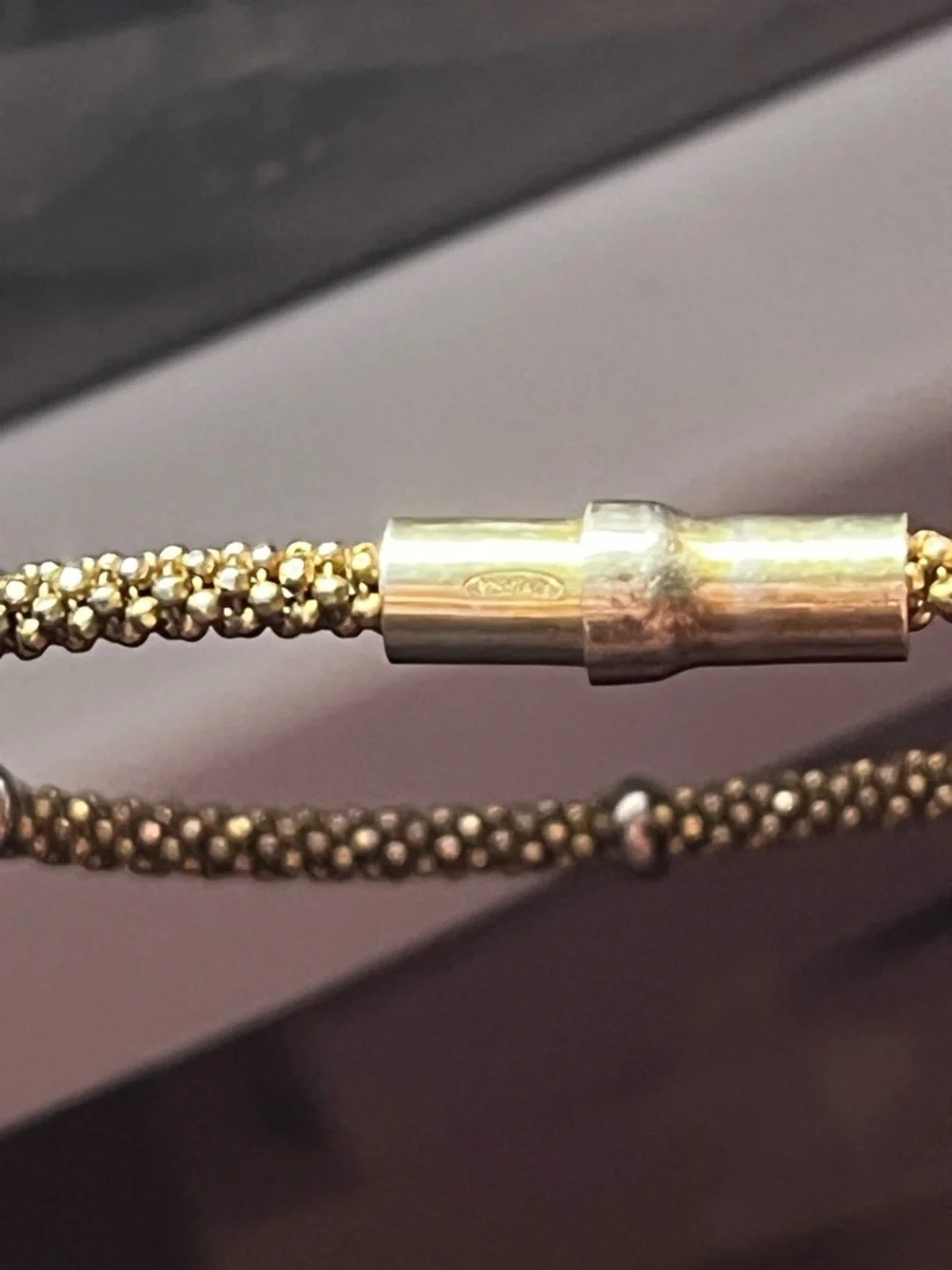 Gold Mesh Tube Bangle Bracelet 925 Italy - Picture 8 of 11